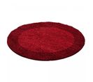 Tapis Poils Longs Shaggy Ø120cm Rond Tissé Rouge Clair Et Rouge Foncé