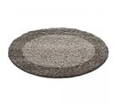 Tapis Shaggy 160x160 Rond Bordure Beige, Taupe