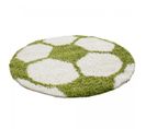 Tapis Enfant Ø120cm Rond Tissé Vert Et Crème Shaggy Foot