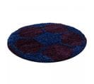 Tapis Enfant Ø100cm Rond Tissé Bleu Nuit Et Noir Shaggy Foot