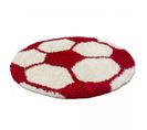 Tapis Enfant Ø120cm Rond Tissé Rouge Et Crème Shaggy Foot