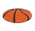 Tapis Enfant Ø120cm Rond Tissé Orange Et Noir Shaggy Basket