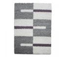 Tapis Poils Longs Shaggy 80x150 Rectangle Tissé Gris Et Crème