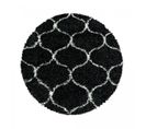 Tapis Shaggy 160x160 Rond Scandinav à Noir, Blanc