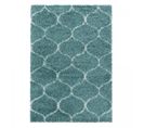 Tapis Shaggy 240x340 Scandinav à Turquoise, Crème