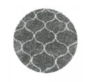 Tapis Shaggy 120x120 Rond Scandinav à Gris, Crème