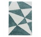 Tapis Shaggy 280x370 Triangle à Vert, Crème