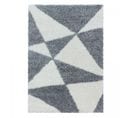 Tapis Shaggy 80x250 Rectangle Tissé Gris Et Crème Motif Géométrique Triangle A