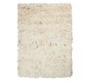 Tapis Shaggy 160x230 Rectangle Fait Main Crème En Laine Motif Uni Flokato