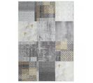 Tapis Chambre 120x170 Tissé En Coton Gris Et Or Rectangle Motif Damier Carral