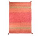 Tapis Kilim 160x230 Rectangle Fait Main En Coton Rouge Et Beige