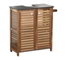 Meuble Sous Lavabo Avec Porte-serviette Latéral Intégré H 70 Cm - Acacia