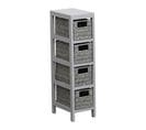 Meuble De Rangement 4 Paniers Tressés En Bois Gris H 64.5 Cm