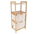 Meuble De Rangement 2 Étagères En Bambou Et 2 Panières En Tissu Naturel H 90 Cm