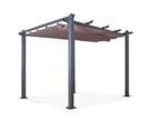 Tonnelle/pergola Aluminium 3x3m Toile Coulissante Rétractable - Gris Taupe - Hero