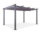 Tonnelle/pergola Aluminium 3x4m Toile Coulissante Rétractable - Gris - Hero Xl