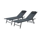 Lot De 2 Transats Inclinables Et Empilables - Anthracite - Sunny