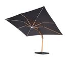 Parasol Déporté LED 3x4m Rectangle En Aluminium Housse Incluse- Rotatif 360° - Bois / Anthracite -