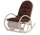 Fauteuil À Bascule Jody En Rotin  Blanc Rembourrage Marron