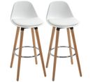 Lot De 2 Tabourets Hauts Scandinaves Elias Bois Et Blanc