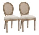 Lot De 2 Chaises Louis Xvi Cannage Versailles Lin Beige