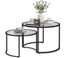 Lot De 2 Tables Basses Gigognes Stefan Verre Et Noir