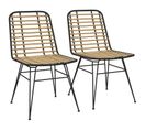 Lot De De 2 Chaises Design Maxine Noir Et Rotin