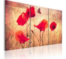 Tableau Coquelicots Au Style Vintage 60 X 40 Cm Rouge