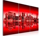 Tableau Lumière Rouge Au-dessus De New York 120 X 80 Cm Rouge