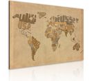 Tableau Ancienne Carte Du Monde 90 X 60 Cm Beige