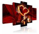 Tableau Flammes De Coeur D'amour 200 X 100 Cm Rouge