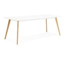 Table à Diner En Bois Blanc Pieds Bois Clair 8 Places L200cm