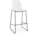 Tabouret De Bar Struture Noir Assise Blanc H75cm