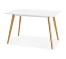 Table à Diner Plateau Blanc Pieds Bois Clair 4 Places L120cm