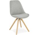 Chaise Design Nordique Assise Rembourrée Gris Pieds Bois Clair