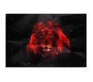 Tableau Lion Dans L'obscurite 80 X 60 Cm Rouge