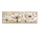 Tableau Panorama Sur L'image Toile Toile Trois Fleurs Blanches 70 X 25 Cm Beige