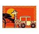 Tableau Girafe Et La Voiture 80 X 60 Cm Orange