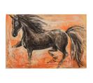 Tableau Cheval Noir 1 70 X 50 Cm Orange