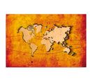 Tableau Bois Carte Du Monde D'orange 40 X 30 Cm Jaune