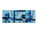 Tableau Bois Panorama, 57 Abstraction 70 X 25 Cm Bleu