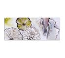 Tableau Bois Fleurs - Abstraction - Panorama 140 X 45 Cm Blanc