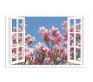 Tableau Bois Magnolias En Fleurs 50 X 40 Cm Rose