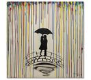 Tableau Bois Couple Sous Le Parapluie 20 X 20 Cm Blanc