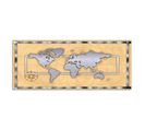 Tableau Bois Carte Du Monde - Argent 100 X 50 Cm Beige