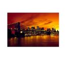 Tableau Bois Pont De Brooklyn Et Manhattan Au Coucher Du Soleil 70 X 50 Cm Orange