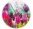 Horloge Décorative Tulipes Colorées - Féérie Florale 60 X 60 Cm Rose