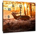 Horloge Murale Scène Sylvestre Avec Cerf Majestueux 50 X 50 Cm Orange