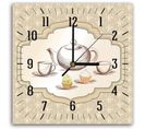 Horloge Murale Décor Thé Et Pâtisseries Pour Cuisine Vintage 40 X 40 Cm Beige