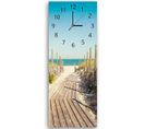 Horloge Plage Sable Et Mer Panoramique - Décoration Murale 40 X 118 Cm Bleu